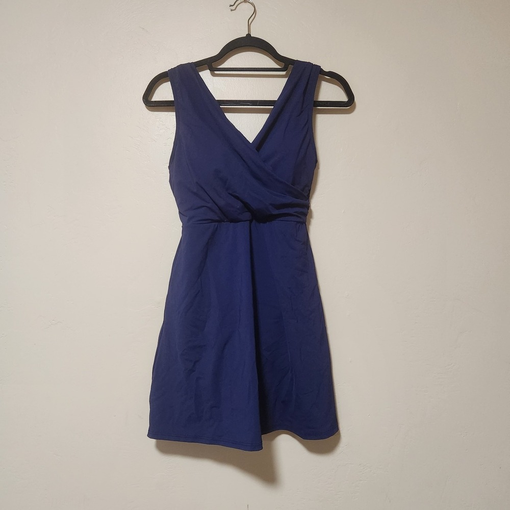 Land's End Modest Swimsuit‎ Navy Blue Dress Women's Size 4 DD
